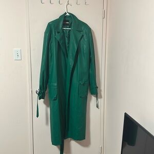 Long faux leather coat